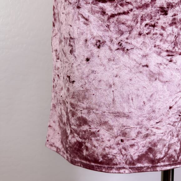 WAYF x Emma Rose Samantha Ruched Crushed Velvet Slit Midi Skirt Pink Medium NWT - Picture 4 of 12